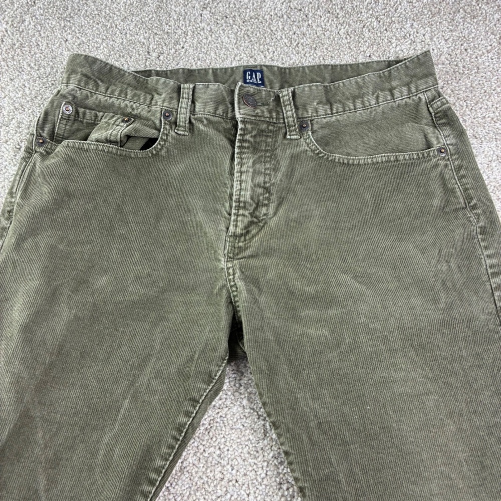 Gap 1969‎ Slim Fit Corduroy Pants Mens 29x32 Olive Green 5-Pocket Cord Stretch